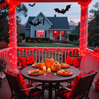 JMEXSUSS Red Halloween Decor String Lights Outdoor Indoor, 66ft 200 LED Red Christmas Lights Clear Wire, 8 Modes Halloween Twinkle Fairy Light Plug in for Tree Room Party Decorations
