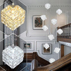 10-Lights Foyer Chandelier Modern Crystal Chandeliers Large Chandelier for High Ceilings,Crystal Pendant Light for Living Room Stairwell Dining Room Entryway