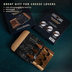 Marble Cheese Board - Acacia Wood Tray With 3-Knife Set - Charcuterie Board for 2-6 People - Great Gift for Weddings, Anniversary & Housewarming Parties - Black