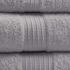 Madison Park Organic 100% Cotton Bathroom Towel Set, Hotel & Spa Quality Highly Absorbent, Quick Dry, Include for Shower, Handwash & Facial Washcloth, Multi-Sizes, Grey (Pack of 2)