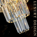 Modern Crystal Pendant Light for Kitchen Island, Mini Gold Crystal Light Fixture Luxury for Dining Room, K9 Ceiling Pendant Light 3 Tiers for Hallway Bedroom Closet
