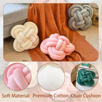 Xuyier Knot Pillow Ball, Decorative Throw Pillows with Velvet Fabric for Couch Bed, 12" Decor Knotted Square Floor Pillow Cushions for Living Room (12 Inches, Dark Green)