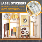 SpaceAid Bamboo Drawer Dividers with Inserts and Labels, Kitchen Adjustable Drawer Organizers, Expandable Organization for Home, Office, Dressers and Bathroom, 6 Dividers with 12 Inserts (13.25-17 in)