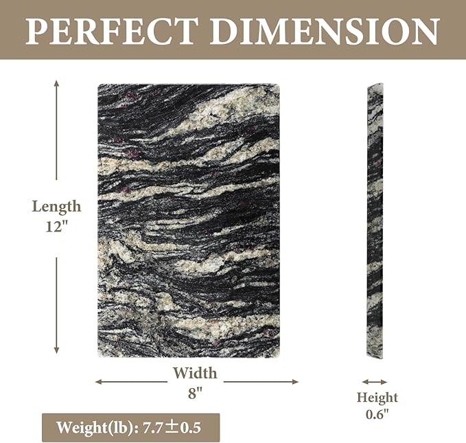 Koville Brazilian Natural Marble Cutting Board for Kitchen, 12x8inch Hand Crafted Marble Slab for Cheese, Charcuterie, Pastry Board - Wedding Gift, House Warming Gift