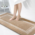 Beige Bathroom Rugs 24x47, Non Slip Washable Bath Mats,Super Soft Microfiber Bathroom Runner, Plush Fluffy Absorbent Bath Rugs for Sink Tub Basin Shower Floor