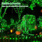 JMEXSUSS 2 Pack Green Halloween Lights, Each 33ft 100 LED Green Solar Lights Outdoor, Waterproof Solar Fairy String Light for Outside Patio Garden Party Tree Christmas Halloween Decorations