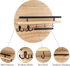 Key Holder for Wall with Shelf - Wood Mail Organizer and Rack with Shelf Hooks Wall Mounted for Entryway Decor Magazines Letter Storage Farmhouse Living Room Bedroom Doorway (Nature)