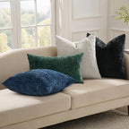 decorUhome Christmas Green Chenille Throw Pillow Covers 24x24 Set of 2 Thick Textured Slubby Couch Pillow Covers Farmhouse Accent Modern Neutral Decorative Pillow Cases for Bed Sofa Living Room