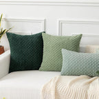 Kevin Textile Christmas Decorative Pillow Covers Set of 2 Striped Plush Corduroy Pillows Pillowcases Boho Home Decor Cushion Covers for Couch Sofa Bed Living Room 20x20 Inch, Army Green