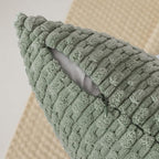 Kevin Textile Throw Pillow Covers Soft Corduroy Decorative Set of 2 Boho Striped Pillow Covers Pillowcases Farmhouse Home Decor for Couch Bed Sofa Living Room 12x20 Inch Greyish Green