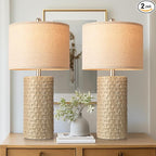 PARTPHONER 23" Modern Ceramic Table Lamp Set of 2, Table Lamps for Living Room, Rustic Farmhouse Bedside Lamps Nightstand lamp for Bedroom, Desk Lamp for End Table Home Decor Beige