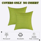 Kevin Textile Pack of 2 Decorative Outdoor Waterproof Pillow Covers Spring Garden Cushion Sham Throw Pillowcase Shell for Patio Tent Couch 20x20 Inch Green