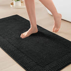 Madison Park Splendor Reversible 100% Cotton Tufted Bathroom Rug-3000 GSM Hotel Quality Luxurious Plush Medium Pile Bath Mat Absorbent, Quick Dry, Shower Room Décor, 24x44 Black