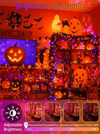2-Pack 66FT 200 LED Extendable Halloween Lights,13 Modes Orange and Purple Halloween Decorations Outdoor Indoor Tree Lights Waterproof, Plug in String Lights with Timer and Memory for Bedroom Decor