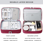 MIRLEWAIY Electronics Cable Organizer, Travel Electronic Accessories Storage Bag Double-Layer for Power Bank, USB, Fresh Drives, Chargers, Cables, Earphone, Red