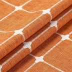 MitoVilla Boho Small Stall Shower Curtain 36 x 72, Orange Narrow Polyester Linen Fabric Shower Curtains for Farmhouse Bathroom Decor, Half Size Cloth Shower Curtain Set with Hooks