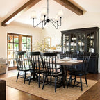 Chandeliers for Dining Room, Modern Pendant Light Fixture Over Table with White Shade Classic Ceiling Hanging Lighting for Living Room Hallway Bedroom, 5-Arm, 30" Dia, Height Adjustable