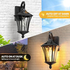 YSN 16" Solar Wall Lights Outdoor, Dusk to Dawn Exterior Lighting Fixtures, Black Solar Porch Lights Outdoor Sconce Lights, Waterproof Outside Light for House Porch Garage Yard, 1 Pack