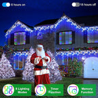 1620 LED 164ft 360 Drops Christmas Lights, Outdoor Hanging lights with 8 Modes & Timer Memory, Outsite Waterproof Curtain String Light for House Fence Tree Holiday Wedding Decorations (Blue & White)