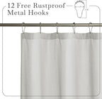 KGORGE Semi Sheer Shower Curtain for Bathroom - Linen Blend Fabric Lightweight Waterproof Privacy Assured Button Hole Shower Curtains for Bathtub, Grey, 72 x 72 inches Long, Hooks Included