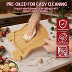 WILLKOMMEN Christmas Serving Tray, Bamboo Reindeer Shaped Serving Platter, Charcuterie Board Serving Dishes 10" x 9" for Party Cookie Fruit Tray Cheese Board Plate