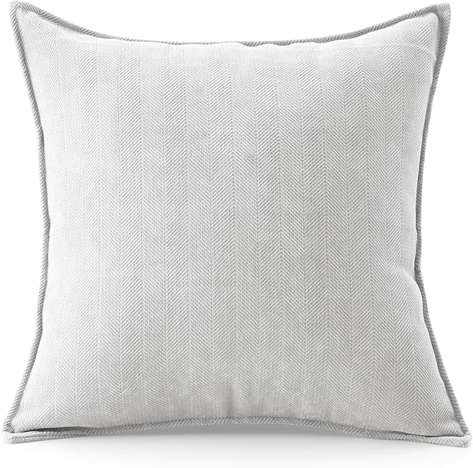 Luxury Tweed & Chenille Throw Pillow Covers – Set of 2 (18" x 18") with Soft and Luxurious Textures Decorative Throw Pillows for Couch, Bed, and Home Decor (White)