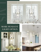 LMS Brushed Nickel Pendant Lights Kitchen Island 2 Pack, Modern Glass Pendant Light Fixtures with Hammered Glass, Adjustable Mini Hanging Light for Kitchen Island Sink Bathroom, LMS-171BN2