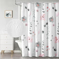 QiyI Long Shower Curtain 72 x 78, Modern Watercolor Floral Bath Curtain, 3D Embossed Texture Grey Pink Flower Cloth Bathroom Curtain, Waterproof Fabric Rustic Farmhouse Shower Curtain Set with Hooks