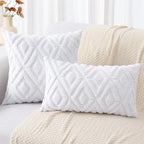 decorUhome Couch Throw Pillow Covers 24x24 Set of 2, Decorative Soft Plush Faux Wool Neutral Accent Pillow Covers for Bed Sofa Living Room, Pure White