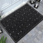 Yimobra Door Mat, Outdoor Indoor Entrance Welcome Mat, Heavy Entry Front Door Mat, Stain & Fade Resistant, Low Profile, Sturdy Rubber, Easy Clean Patio Floor Mat, Waterproof, 36 x 24, Black