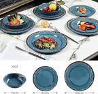 Melamine Dinnerware Set - Yinshine 12-Piece Dishes Set,Shatterproof Plates and Bowls Sets, Lightweight,Unbreakable,Dishwasher Safe,Blue