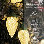 Brightever C9 Battery Christmas Lights, 35FT 50LED Christmas Tree Lights Indoor with Timer & 8 Lighting Modes, Waterproof Battery String Light for Party Wedding X-mas Decoration, Warm White, 1-Pack