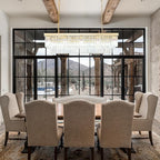 Gold Rectangular Chandelier 40 Inch-10-Light Luxury Crystal Pendant Lighting for Dining Room, Kitchen Island & Bar-Adjustable Height, Flush Mount Ceiling Fixture,Premium Lighting Fixture(Gold, L-40)