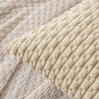 MIULEE Pack of 2 Decorative Throw Pillow Covers 20x20 Inch Soft Boho Striped Textured Corduroy Pillow Covers Modern Farmhouse Home Decor for Couch Bed Sofa Living Room Beige