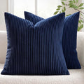 MIULEE Winter Pack of 2 Corduroy Soft Soild Decorative Square Throw Pillow Covers Cushion Cases Pillow Cases for Couch Sofa Bedroom Car 20 x 20 Inch 50 x 50 Cm Dark Blue
