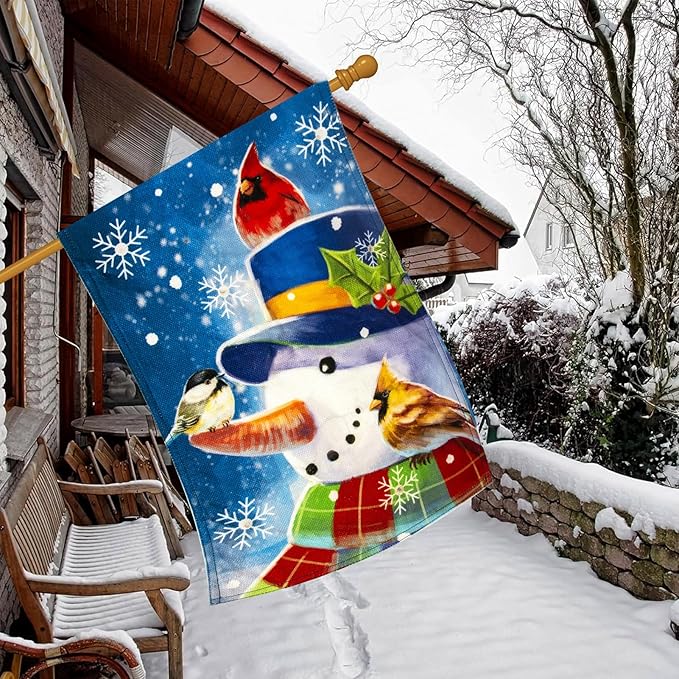 Lights Garden Flag,Double Sided Christmas LED Outdoor Yard Flag for Winter Outdoor Decoration (Snow, 28 * 40)