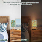 Table Lamp Vintage Cheetah Leopard Animal Tropical Palm Leaf Print Nightstand Lamp with Wood Base Fabric Lamp Shade Bedside Desk Lamp for Living Room Bedroom Kids Room Office