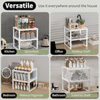 11" Wide Set of 2 Stackable Kitchen Cabinet Organizers Spice Racks,Office Desk Shelf Organizers Bookshelf Storage,Metal Carbon Steel
