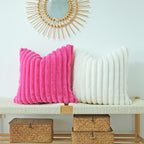 JOJUSIS Pack of 2 Faux Fur Plush Decorative Throw Pillow Covers Couch Cushion Case Soft Pillowcases (Hot Pink, 22 x 22-Inch)