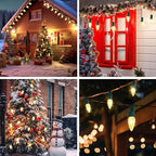 Brightever C3 Battery Operated Christmas Lights, 35FT 100LED Battery Powered Outdoor Christmas Lights with Timer & 8 Lighting Modes, Fairy Lighting for Garden House Tree Decoration, Warm White, 1-Pack