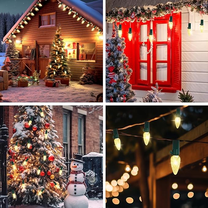 Brightever C3 Battery Operated Christmas Lights, 20FT 50LED Christmas Battery Powered String Lights with Timer & 8 Lighting Modes, Xmas Decor for Wreaths Room Patio Wedding Party, Warm White, 1-Pack