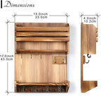 Key Holder, Wall Mounted Mail Organizer, Keys Holder on Wall with 9 Key Hooks, Light Brown