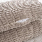 Fancy Homi Taupe Long Lumbar Decorative Throw Pillow Covers 20x54 Inch for Bed Couch Bed Sofa, Rustic Farmhouse Boho Room Decor, Soft Striped Corduroy Rectangle Cushion Case 50x137 cm