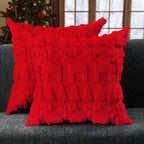 DFXSZ Christmas Pillow Covers 20x20 inch Set of 2 Red Christmas Tree Elk Decoration Soft Plush Faux Fur Jacquard Throw Pillows for Bedroom Sofa Holiday Festivals Winter Home Decor PTK069B20