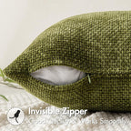 MIULEE Pack of 2 Couch Throw Pillow Covers 20x20 Inch Olive Green Modern Boho Accent Decorative Pillow Covers Soft Chenille Farmhouse Cushion Covers for Home Decor Bed Sofa Living Room