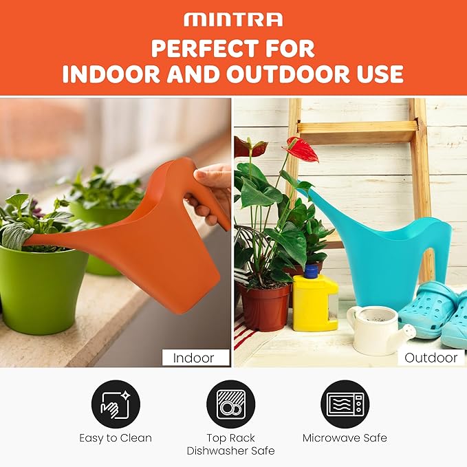 Mintra 1/2 Gallon Plant Watering Can, Indoor Outdoor Water Can for Plants, Long Spout Plastic Water Pitcher for Watering Flower Succulent, Durable and Lightweight, 2L/68 oz, 1 Pack, Teal