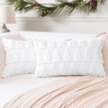 OTOSTAR Set of 2 Xmas Soft Plush Short Wool Velvet Decorative Throw Pillow Covers Rectangular Luxury Style Cushion Case Pillow Shell for Sofa Bedroom Christmas Tree White, 12x20 Inch