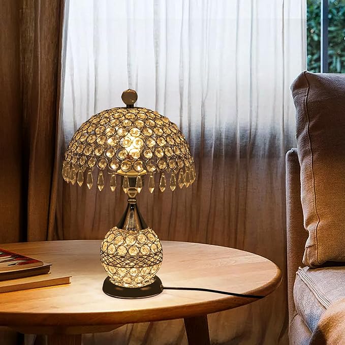 Eapmic Table Lamp,Bedside End Table Lamp Modern Nightstand Desk Lamp Geometric Lamp with Shade for Living Bedroom Office(Modern,Style 5,Silver)