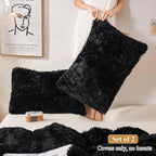 XeGe Faux Fur Throw Pillow Cases, Plush Shaggy Ultra Soft Pillow Covers, Fluffy Crystal Velvet Decorative Pillowcases, Furry Fuzzy Pillow Shams Zipper Closure, Set of 2(King, Black)