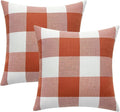 MIULEE Fall Throw Pillow Covers Pack of 2 Decorative Classic Farmhouse Buffalo Check Plaids Polyester Linen Soft Cushion Case for Couch Sofa Bedroom Outdoor 18 x 18 Inch, Burnt Orange